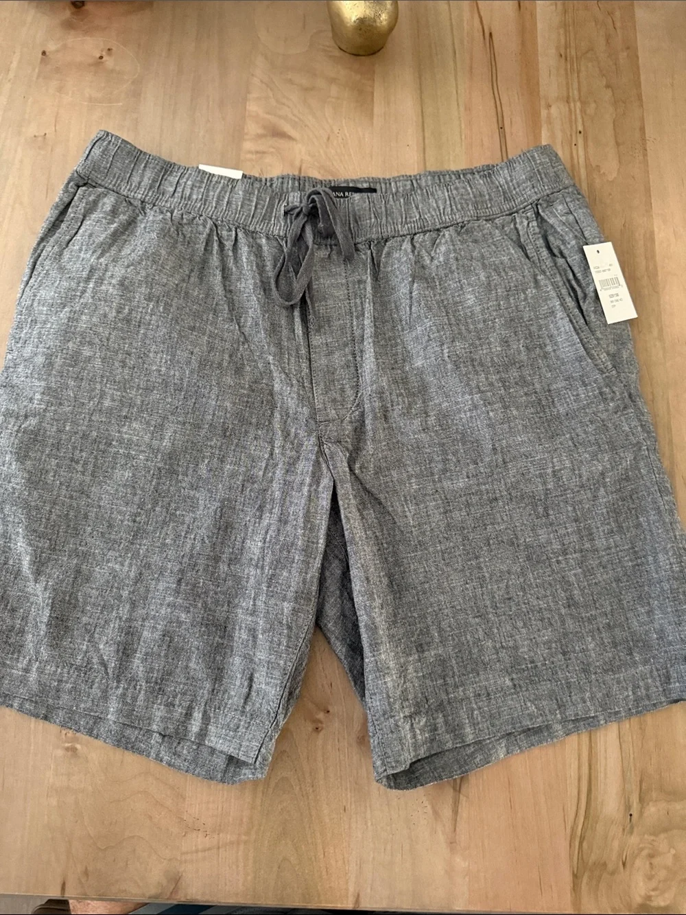 Men's Gray Drawstring Linen-Blend Shorts